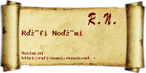 Réfi Noémi névjegykártya