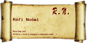 Réfi Noémi névjegykártya